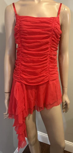 UNDERCOVER Victoria's Secret Mini Abito Rosso Sexy Lingerie Increspato Tg L