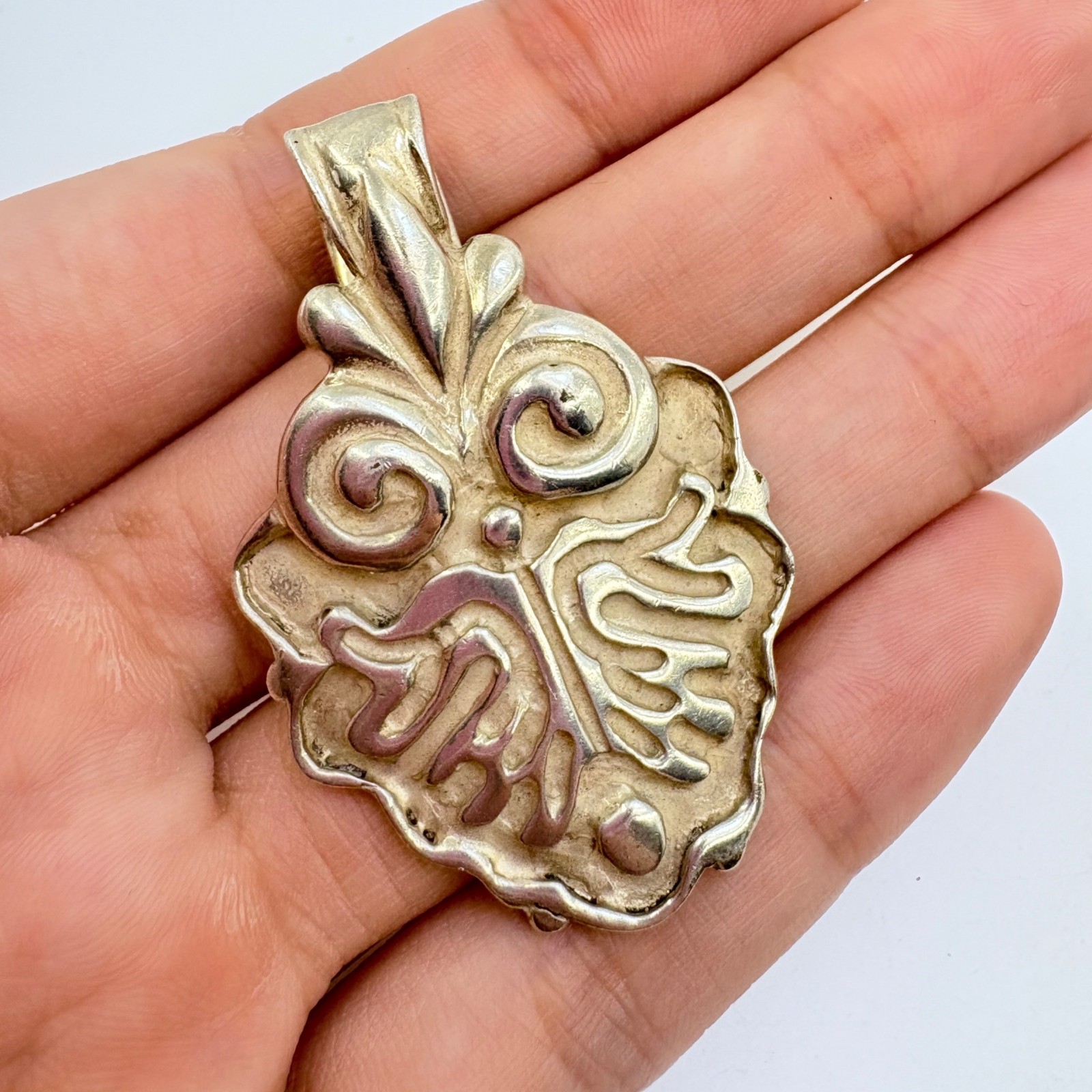 VTG Solid Sterling Silver 925 Scroll Leaf Design … - image 4