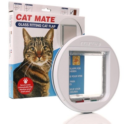 GROSSER GLASBESCHLAG KATZENKLAPPE PET MATE ABSCHLIESSBAR HUNDETÜR 4-FACH VERRIEGELUNG EINGANG AUSGANG