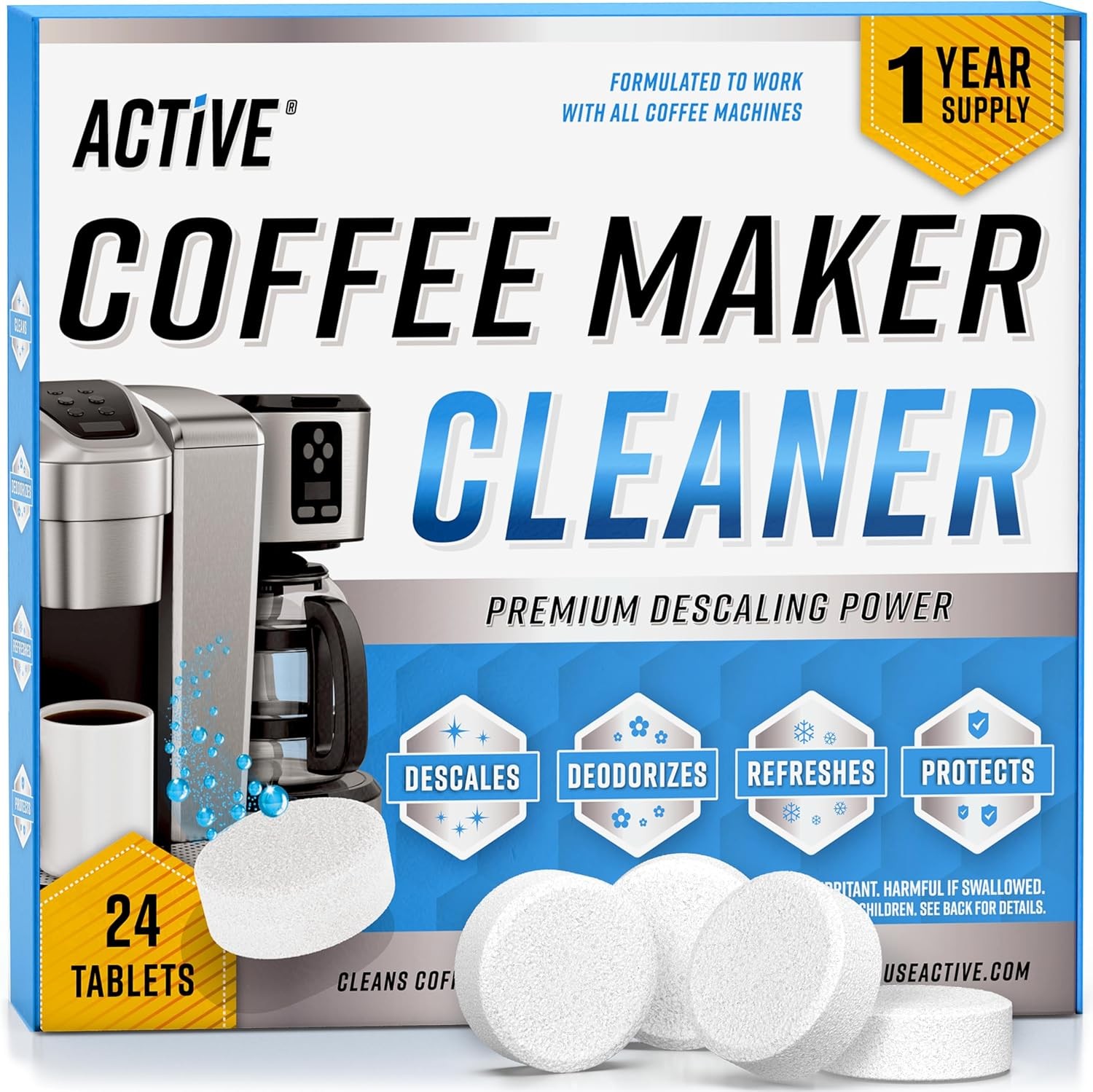 Coffee Machine Cleaner Descaler Tablets - 24 Count, Compatible With Nespresso, K