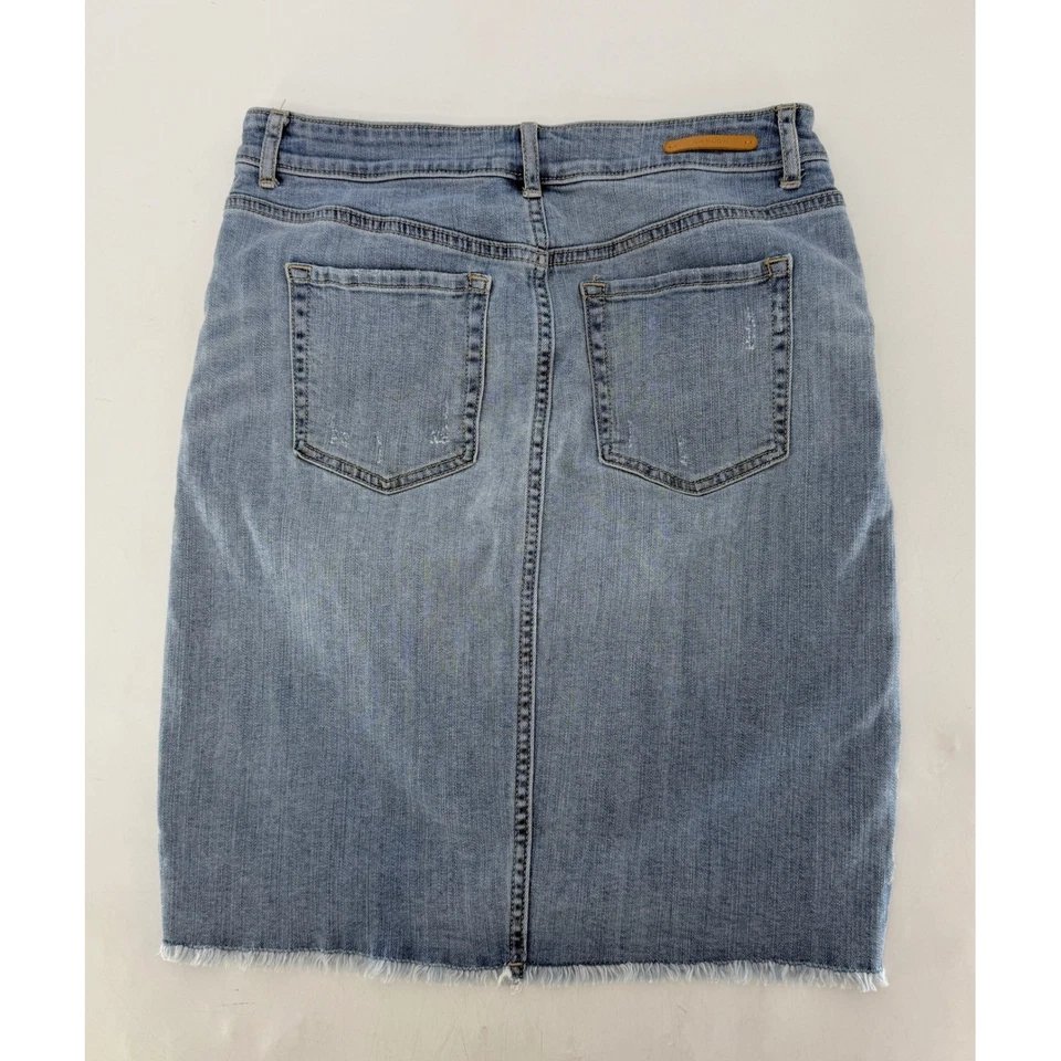 Falda vaquera Caslon para mujer denim lavado claro dobladillo deshilachado talla 4 Preppy occidental Foto 2 de 4