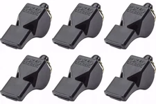 Fox 40 Classic Official 3-Chamber Pealess Whistle, Black (6-Pack)