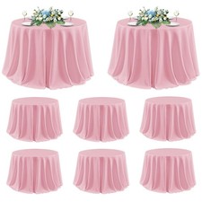 Pink Polyester Tablecloth Set 120" Round - Pack of 8