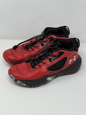 UNDER ARMOUR Lockdown 6 Basketball Shoes Boy's 5Y (Youth) Red/Black UA Sneakers