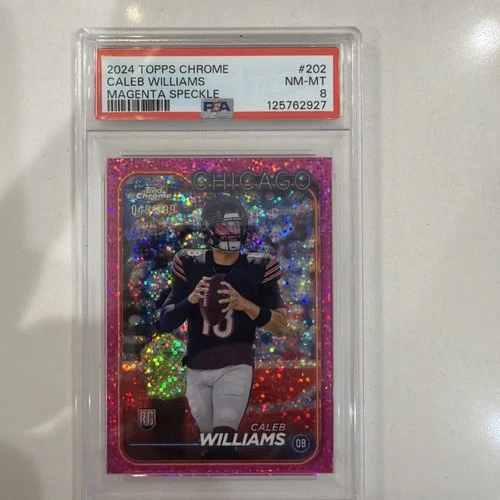 2024 Topps Chrome Caleb Williams Magenta Speckle Refractor Rookie PSA 8! POP 5!!