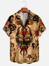 Vintage Tattoo Art Illustration Hawaiian Shirt