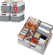 12 Pack Drawer Organizer Clothes with 4 Pack Storage Baskets for Shelves