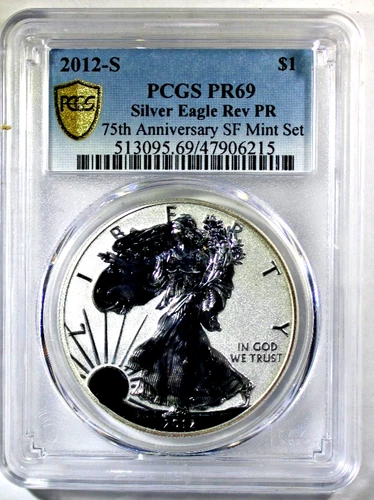 2012 -S American Silver Eagle - PCGS Rev PR-69 - 75th SF Mint Anniversary Set