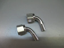 (2) 3/8" BARB x 3/8" SWIVEL ELBOW. STAINLESS  FITTINGS