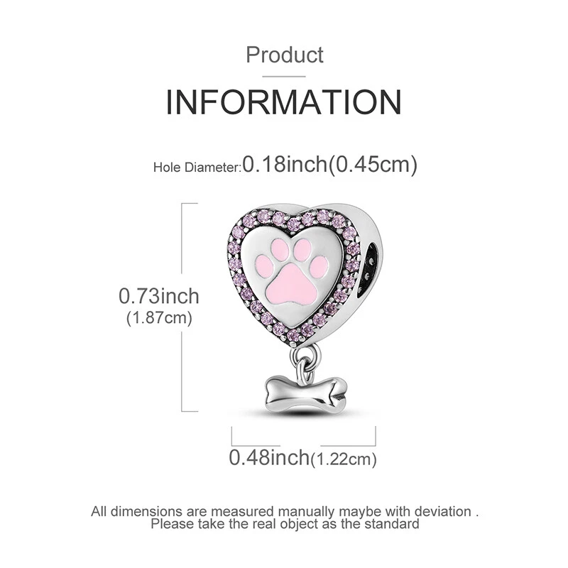 Pulsera MULA Europea Corazón Garra Hueso Hágalo Usted Mismo Circonita Calce Mujer Chapada en Plata 925 Foto 3 de 4