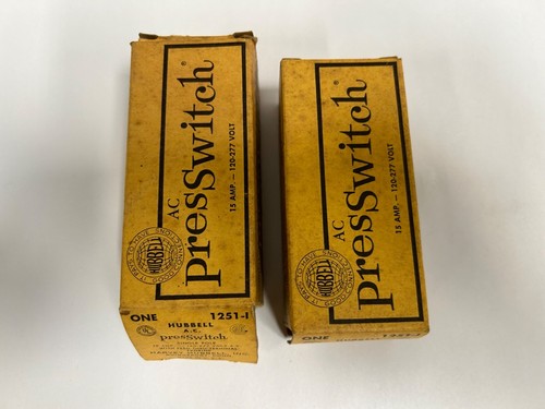 "2" NEW Vtg Hubbell 1251-I Ivory Single Pole Presswitch Wall Light Switch (A6) - Picture 5 of 14