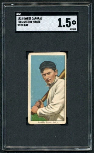 Sherry Magee 1910 T206 Card SGC 1.5 Sweet Caporal with Bat Philadelphia 350/30