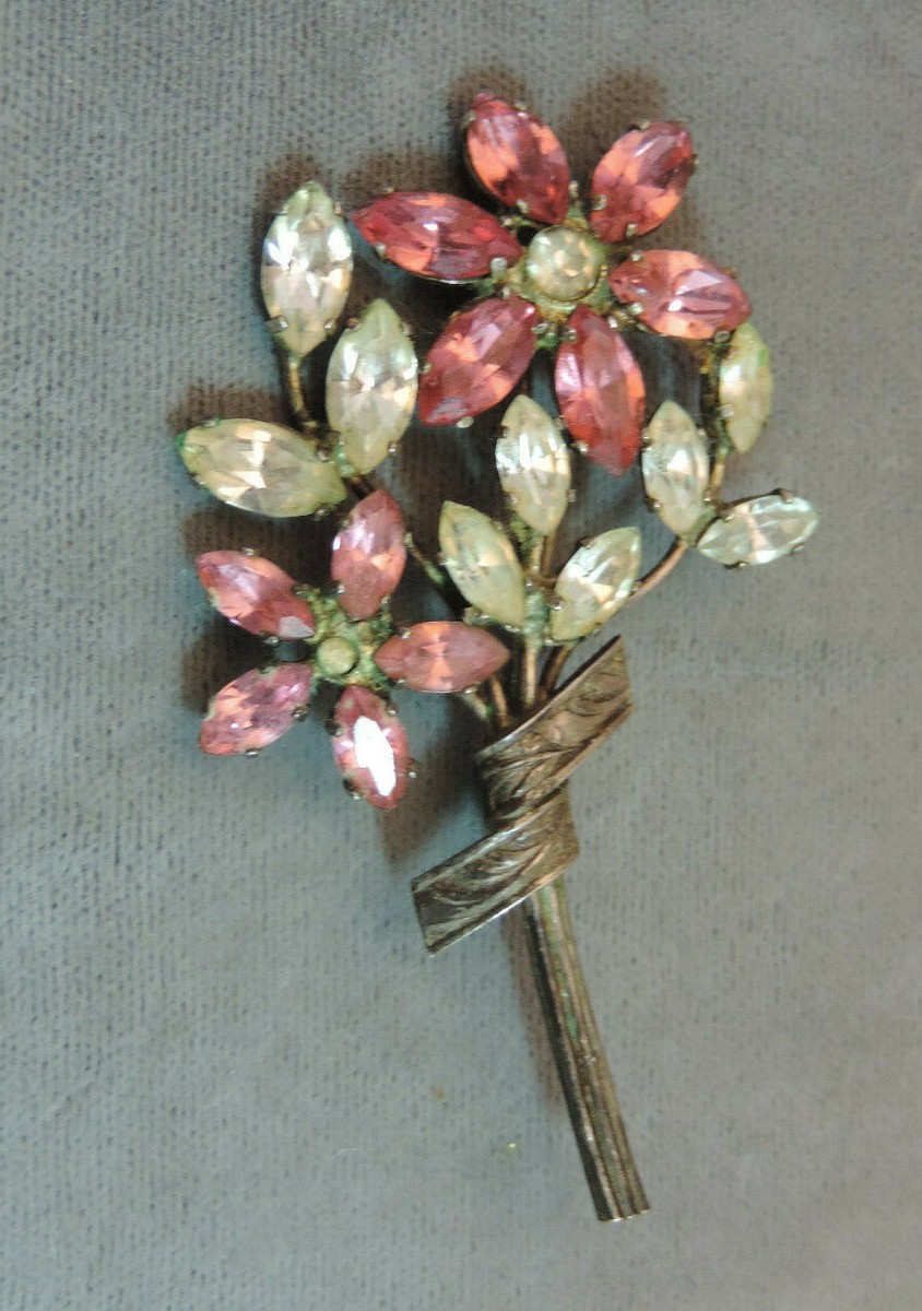 Broche Ancienne Fleur Argent Sterling 925 - Art Nouveau - Italie - Occasion Bon état