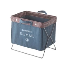 Folding Basket Stand Laundry Storage Navy-Blue MIP-89NV Azumaya F'Kolme-USA NEW