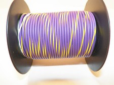 100 FOOT SPOOL 18 GAUGE GXL HI TEMP WIRE VIOLET/YELLOW STRIPE AUTOMOTIVE  FEET