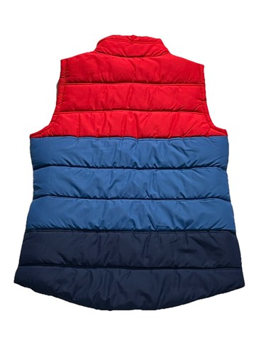 Vintage Roxy Puffer Warm Women’s Blue Red Colorful Vest Snap Buttons Lined - Picture 8 of 8