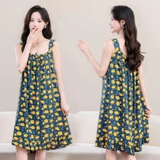 Women's Oversize Sleeveless Sleep Shirt Nightgown Cotton Nightshirt Dress Wear