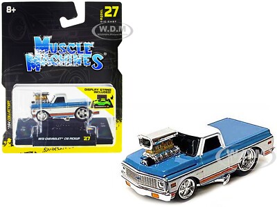1972 CHEVROLET C10 PICKUP BLUE & WHITE 1/64 DIECAST BY MUSCLE