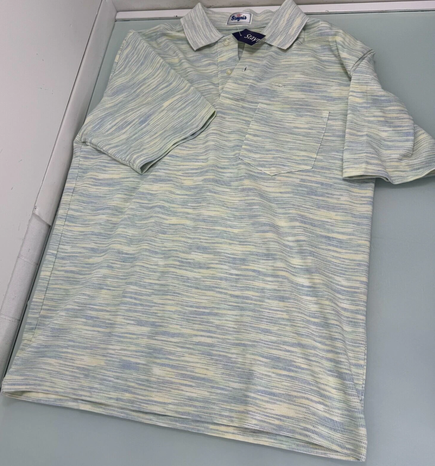 Staynit Men Knit Polo Shirt US Size Large L Casual Golf