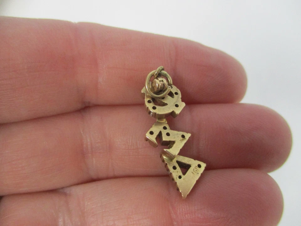 DE COLECCIÓN 14K ORO AMARILLO PERLA FRATERNIDAD PHI SIGMA DELTA COLGANTE COLGANTE ENCANTO Foto 3 de 4