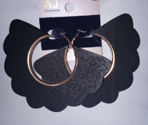 Pendientes Negros Madera Oro Bohemio Hoja Grande Redondos Madera Boho Excéntricos Mujer - Imagen 19 de 22