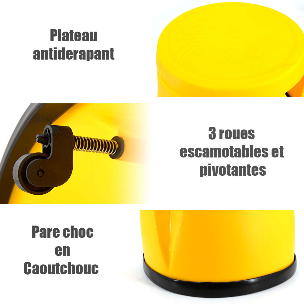 Tabouret marchepied antidérapant Safetool jaune mobile et sécurisé - 2