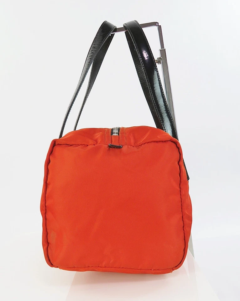 Autêntica bolsa PRADA laranja náilon e couro Boston #60090 - Imagem 4 de 4