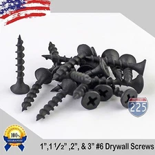 #6 Black Drywall Coarse Thread Screws (1", 1 1/2", 2", 3") Phillips Bugle-Head