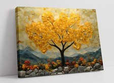 BEAUTIFUL ASIAN STYLE YELLOW TREE  -FRAMED CANVAS WALL ART PICTURE PRINT