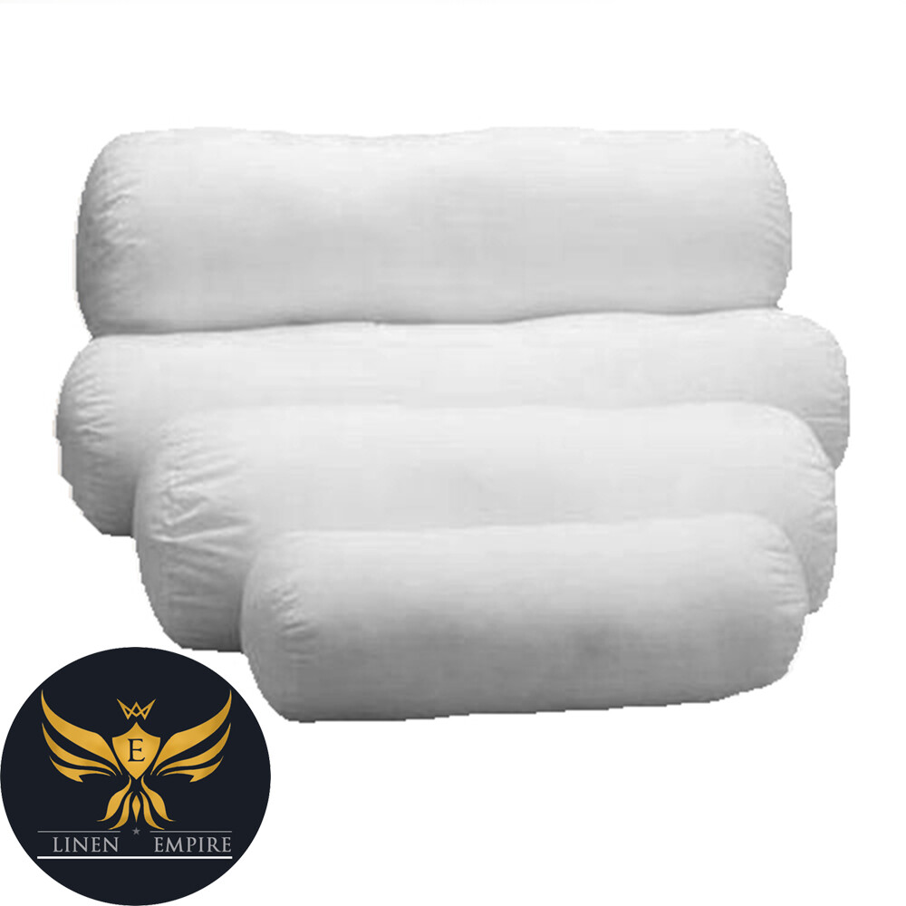 Round Hollowfibre Pillow Cervical Roll Neck Back Knee White