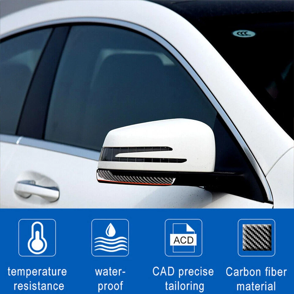 Tira de cubierta de espejo retrovisor de fibra de carbono 2 piezas para Mercedes-Benz A B C E CLA GLA Foto 3 de 4