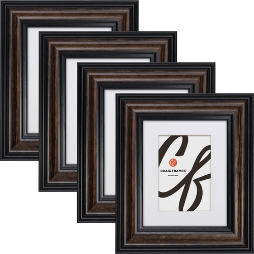 Potomac, 2.5" American Walnut Brown Picture Frame With a White Mat, 4-Pack - 第 1/10 張圖片