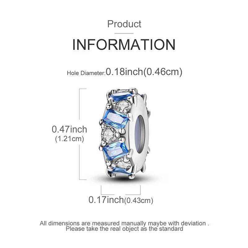 MULA 欧洲橡胶塞 DIY 小饰品 CZ 适合女式手链 925 镀银 — 第 3/4 张图片