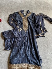 3 Piece grey indian Pakistani embroidered Suit