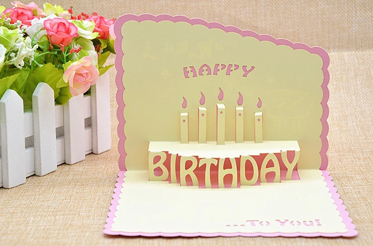 Tarjeta de felicitación emergente Wave Birthday Cake 3D Foto 2 de 4