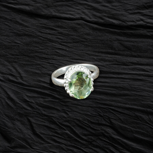 Green Amethyst Gemstone 925 Sterling Ring Handmade Jewelry Ring For Gift - Picture 2 of 3