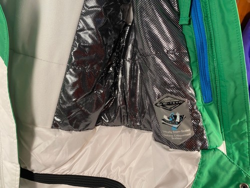 Columbia Omni Heat Waterproof Breathable Green White Jacket Youth Size 10 / 12 - Picture 9 of 10