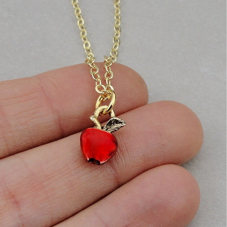 Крошечное ожерелье с красным яблоком — ювелирные изделия с брелоками учителя — подарок для учителя, НОВОЕ - Изображение 3 из 4