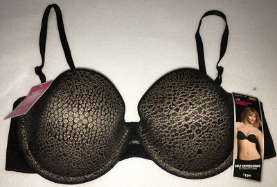 Maidenform Self Expressions Sz 36C Strapless 4-Way Bra Moderate Lift Black NWT
