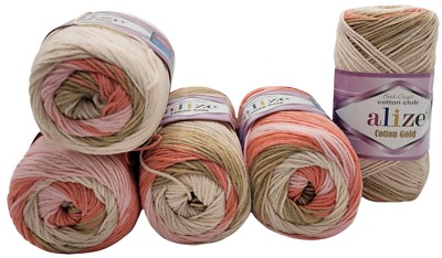 500 Gramm Cotton gold Batik Strickwolle mehrfarbig, Strickgarn mit 55% Baumwolle