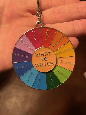 NEW Decide What to Watch Spinning Wheel Spinner Fidget Toy Metal Enamel Keychain