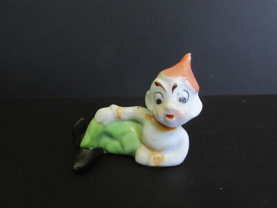 Vintage Porcelain Reclining Pixie Elf-Made In Japan