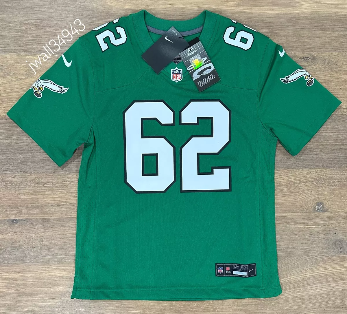 Authentic Nike Jason Kelce YOUTH Kelly Green Philadelphia Eagles