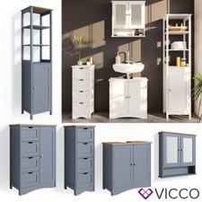 Badmöbel Bianco Spiegelschrank Waschtischunterschrank Badschrank Weiß Grau Vicco