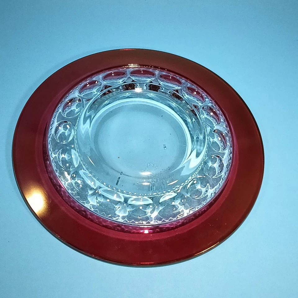Vintage Indiana Glass Kings Crown Thumbprint Design Ruby Red Flash Salad Plates - Image 3 of 4