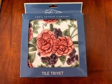Ceramic Tile Trivet Cecil Saydah Company Gardener Rose Catherine 5 3/4” Square