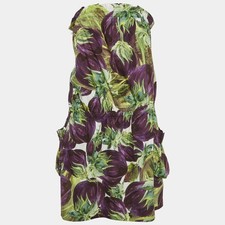 Dolce Gabbana Green Floral Print Strapless Mini Dress M