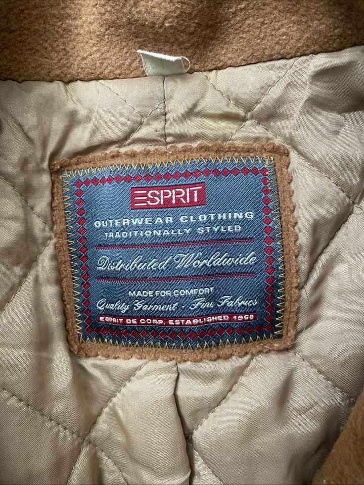 Abrigo vintage Esprit para mujer mezcla de lana coñac Foto 2 de 4