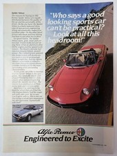 Vintage 1982 Print Ad - Alfa Romeo Spyder Veloce - Convertible Sports Car Red