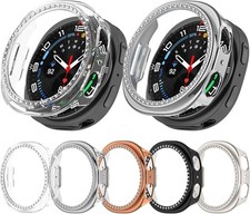 5 Pack PC Plating Case for Samsung Galaxy Watch 8 44mm with Rhinestone Diamond